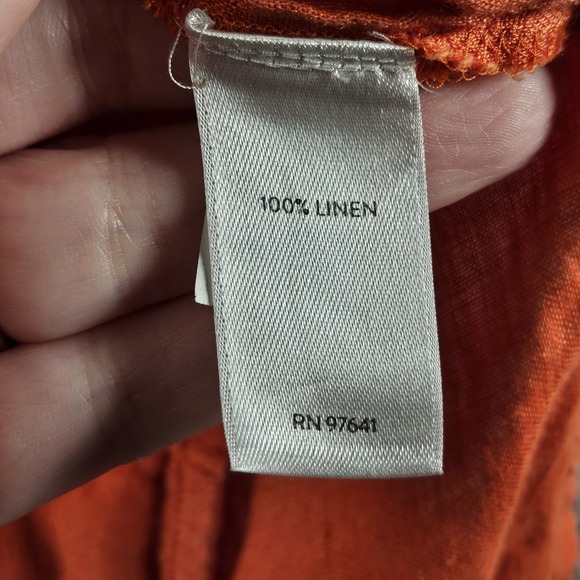 J Jill Love Linen Top Womens XS Orange Button Front 100% Linen Casual Preppy - Picture 4 of 11